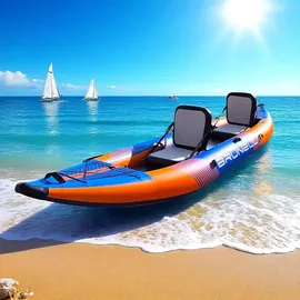 Brunelli 2 Personen Kajak SET aufblasbar Drop-Stitch Kanu Kayak Tour Paddelboot