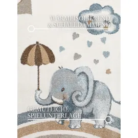 Villeroy & Boch Kinderteppich »Walk like an Elephant Rainy Party Teppich« rechteckig 9 mm Höhe Spielteppich weich, Kinderzimmer, Boho Kids Spielunterlage, Tieremotiv