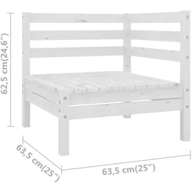 vidaXL 3-tlg. Garten-Lounge-Set Massivholz Kiefer Weiß