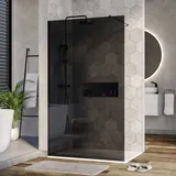 Bernstein Duschabtrennung Walk-In Nano Echtglas Schwarz graues Glas 120cm