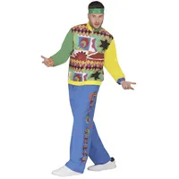 FIESTAS GUIRCA Hip-Hop Herren-Trainingsanzug, 90er, Jamaikaner, Reggae, Shellanzug, 80er, bunter Jogginganzug, Fancy Dress für Herren, Größe L (52-54)