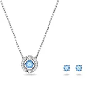 Swarovski Una Set, Rund, Blau, Rhodiniert