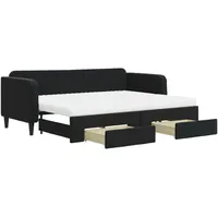VidaXL Tagesbett Ausziehbar mit Schubladen Schwarz 80x200 cm Samt