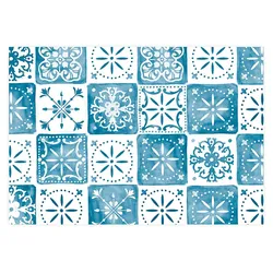 Ava 50 Papiertischsets 43x30cm Kachel Muster Platzsets Telleruntersetzer Einweg Tischset Mediterrane Dekoration Hochzeit Sommer Party Landhaus Blau Weiß