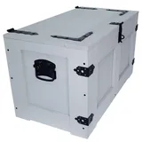 weeco Holztruhe grau Schatztruhe Aufbewahrungsbox. Holzkiste Truhe Couchtisch Beistelltisch Vintage Shabby chic klappbarem Deckel und Stauraum.
