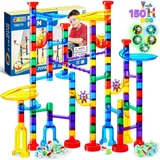 Murmelbahnen Set, 150 Stück, transparent & Glaskugeln, Baukasten, Lernspielzeug