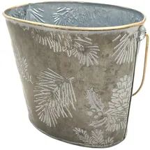 Buri Übertopf aus Metall Winterzeit oval Blumentopf Garten Weihnachten