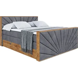 altdecor Boxspringbett mit Matratze Topper, Polsterbett mit Bettkasten, LOLLI6-Z KING - Dunkelgrau