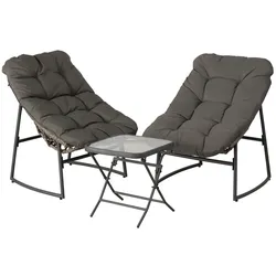 Boltze Gartenmöbel Set Levin Rattan, 2 Stühle + Tisch