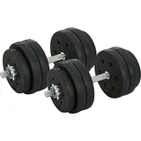 HOMCOM Kurzhantel Set 30KG Hantelset mit Hantelscheiben für Zuhause & Fitnessstudio, Stahl PU Schwarz, ideal für Krafttraining   Aosom.de