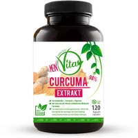 MeinVita Curcuma (Kurkuma) - 100% Vegan - hochdosiert - 98% Curcuminoide + Curcumin + Piperin aus Schwarzen Pfeffer - 120 Kapseln