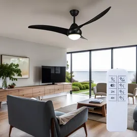 STARLUNA Deckenleuchte Deckenventilator Raumlüfter Kühler Wohnzimmerlampe, schwarz, App-steuerung dimmbar Fernbedienung 3 Stufen Cct Timer, 1x Led 1600lm warm-kaltweiß, D 115 cm