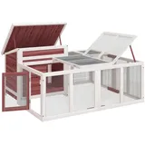 Tidyard Kaninchenstall Mokka Kaninchenkäfig mit Wänden aus Maschendraht Kaninchengehege 144 x 123 x 67,5 cm (L x B x H) Geflügelställe Geflügelkäfige Hasenstall Kleintierhaus Kleintierstall Massives