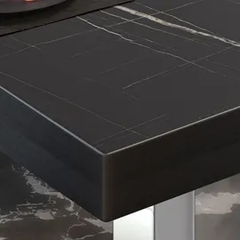GGM Möbel Bistro Loungetisch 70 x 70 x 41 cm Schwarz Marmor/Edelstahl