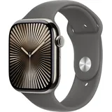 Apple Watch Series 10 GPS + Cellular 46 mm Titaniumgehäuse natural Sportarmband steingrau S/M