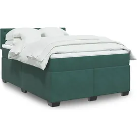 vidaXL Boxspringbett 140 x 200 cm Dunkelgrün