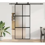 vidaXL Schiebetür mit Beschlag Schwarz 90x205 cm Hartglas