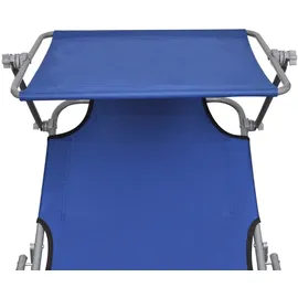 vidaXL Sonnenliege 189 x 58 x 27 cm blau inkl. Sonnendach klappbar