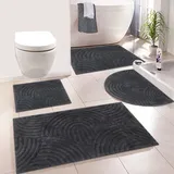 MY HOME Badematte MY HOME "Juna, Badvorleger, Badezimmer Teppich, Zen, Scandi, Boho" Gr. 4, grau (anthrazit), H:15mm, Baumwolle, Badematten, Badematte, Baumwolle, Hoch-Tief-Effekt, weich