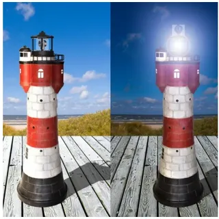 Jürgen Westerholt GmbH Gartenfigur 2325-110 Roter Sand, Solar Leuchtturm Roter Sand XXL mit rotierendem LED Reflektor 108 cm
