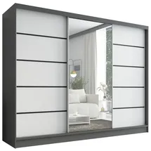 A&J MöbelLand Schiebetürenschrank AURELIA 2 200 x 0 x 0 cm Grau/Weiß