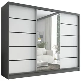 A&J MöbelLand Schiebetürenschrank AURELIA 2 200 x 0 x 0 cm Grau/Weiß