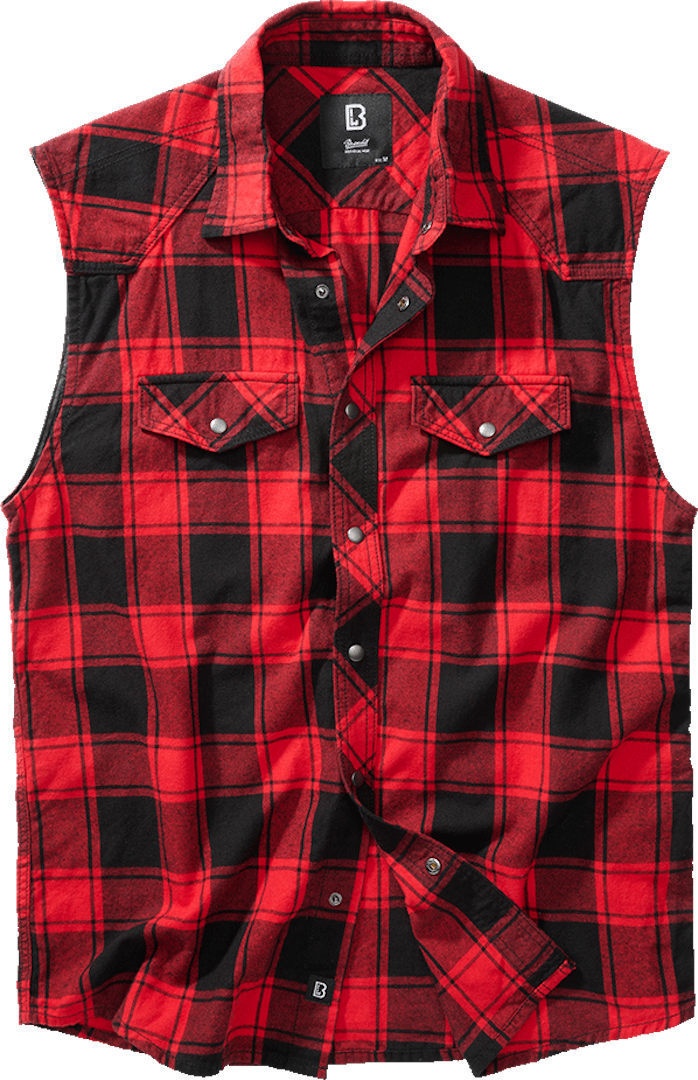 Brandit Checkshirt mouwloos overhemd, zwart-rood, 2XL