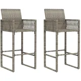 vidaXL Garten-Barhocker 2 St.  Grau Poly Rattan
