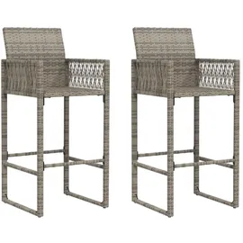 vidaXL Garten-Barhocker 2 St.  Grau Poly Rattan