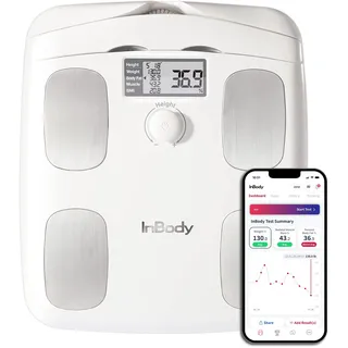 InBody H20B Smart Full Body Composition Analyzer Waage - Ganzkörper-Digitalwaage, BMI Messwerkzeug, Körperfettanalyse, Muskelmasse-Inbody Scale - Bluetooth verbunden, weiches Weiß