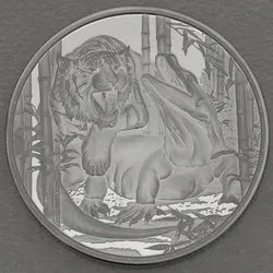 Silbermünze 1oz Komodo Dragon vs Tiger 2022 Apex Predators (Niue)