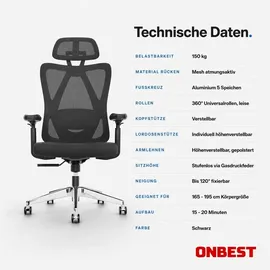 onbest Bürostuhl PREMIUM Kunststoff Schwarz