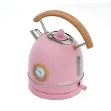 caprizze Nara 2200 W, Edelstahl, mit integriertem Thermometer, Fassungsvermögen 1,8 l, mattes Rosa und Holzoptik