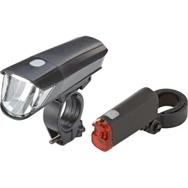 Prophete Fahrrad LED Batterieleuchten-Set Scheinwerfer 40 Lux Rücklicht