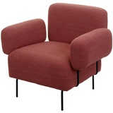 Mendler Lounge-Sessel HWC-L83, Cocktailsessel Polstersessel Sessel, Bouclé Stoff/Textil Metall ~ altrosa