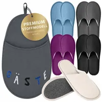 ONVAYA® Premium Gästehausschuhe Set “Gäste” | Waschbare Gästepantoffeln Rutschfest | 5 Paar stilvolle Hausschuhe | Guest Slippers | Komfort... - Grau - 36-41