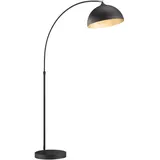 meineWunschleuchte LED Bogenlampe Dimmbar mit Lampenschirm Schwarz Gold,
