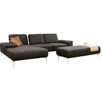 W.Schillig Ecksofa »run«, mit elegantem Holzsockel, Füße in Chrom glänzend, Breite 279 cm grau