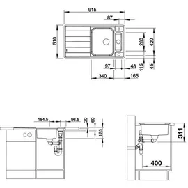 Blanco Axis III 5 S-IF Edelstahl Seidenglanz + Excenterbetätigung + InFino + Glasschneidbrett