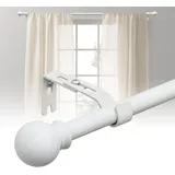 Gardinenstange 70-304cm Weiß 16mm, Gardinenstange Ausziehbar Vorhangstange mit Halterungen,Stabile Gardinenstangenset für Schlafzimmer, Wohnzimmer,Küche