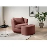 Home Affaire Drehsessel HOME AFFAIRE "MAISIE, Love Seat,Lese-Sessel,Sessel-Set, mit Hocker", rosa (altrosa), B:95cm H:77cm T:133cm, Sessel, Drehsessel, in MEGA CORD und Web-Velours, drehbar 360 Grad mit Hocker