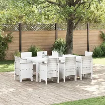 vidaXL Garten Essgruppe 9-tlg. Weiß