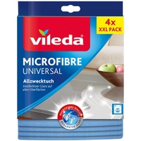 Vileda Allzwecktuch Universal, zu 100% aus Mikrofasern, streifenfreier Glanz, für empfindliche Oberflächen, 38 x 36 cm, 4er Pack