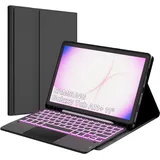 ROOFEI für Samsung Galaxy Tab A11 Plus/A9+ 11 Zoll Tastatur Hülle - 7 Farbig Hintergrundbeleuchtetes mit Abnehmbares Touchpad Tablet Cover - Tab A11+/A9 Plus 11" Deutsches QWERTZ Layout Tastatur