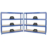 Proregal Mega Deal 2x Schwerlastregal Dino HxBxT 180x200x45cm Fachlast 500kg Blau, Metall, Rechteckig, 400x200x45 cm Freizeit, Heimwerken, Werkstatt, Schwerlastregale