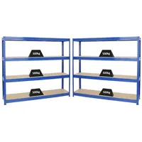 Proregal Mega Deal 2x Schwerlastregal Dino HxBxT 180x200x45cm Fachlast 500kg Blau, Metall, Rechteckig, 400x200x45 cm Freizeit, Heimwerken, Werkstatt, Schwerlastregale