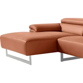 Egoitaliano "Malika, edel und bequem, Designsofa mit hochwertigen Bezügen, L-Form", rot (brick), B:287cm H:94cm T:165cm, Leder »BULL« (echtes Rindsleder). Geschliffenes, pigmentiertes und behandeltes Rindsleder mit einer Dicke von 1, 3-1, 5 mm.