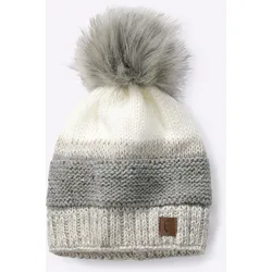 Strickmütze HEINE, Damen, grau (grau, sand), Kunstfaser, Mützen