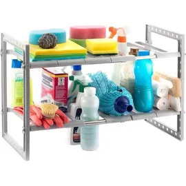 InnovaGoods Shibblek Ausziehbares Spülenregal 28 x 37,5–66,5 cm Farbe Silber