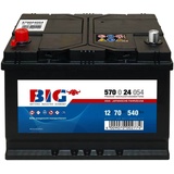 BIG ASIA Autobatterie 12V 70Ah Starterbatterie 57024 Japan Pluspol links